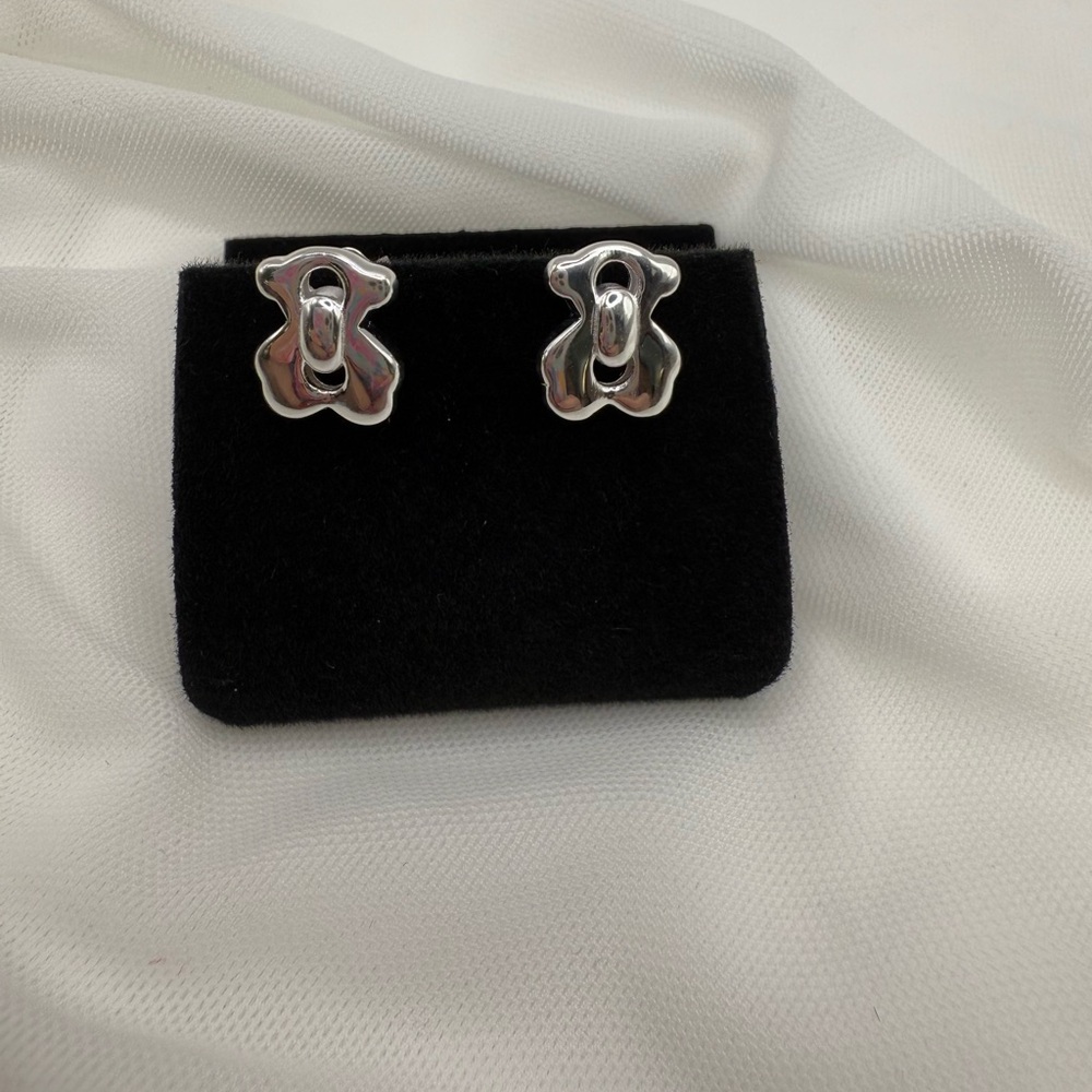 Silver Bear Shaped Earrings sterling silver 925 - Picture 3 of 8